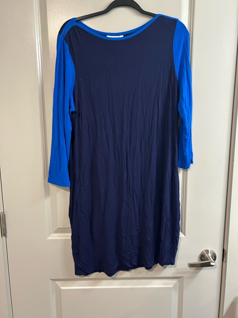 Charming Charlie Navy Dress with Bright Blue Contrast Sleeves